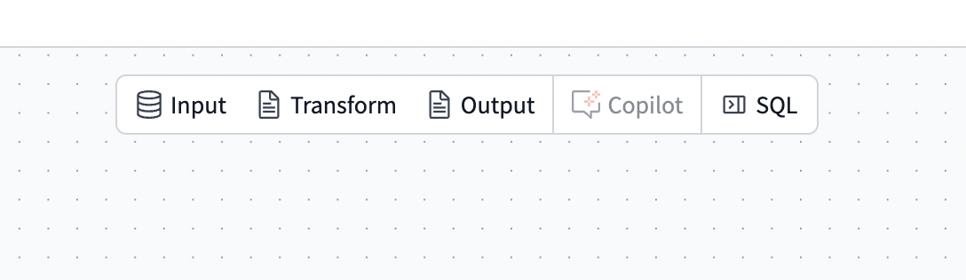 A sleek drag-and-drop canvas interface that allows you to create or modify dbt SQL models.