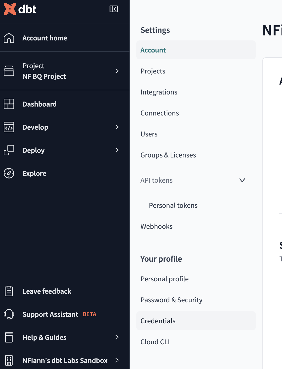 Settings menu Settings menu